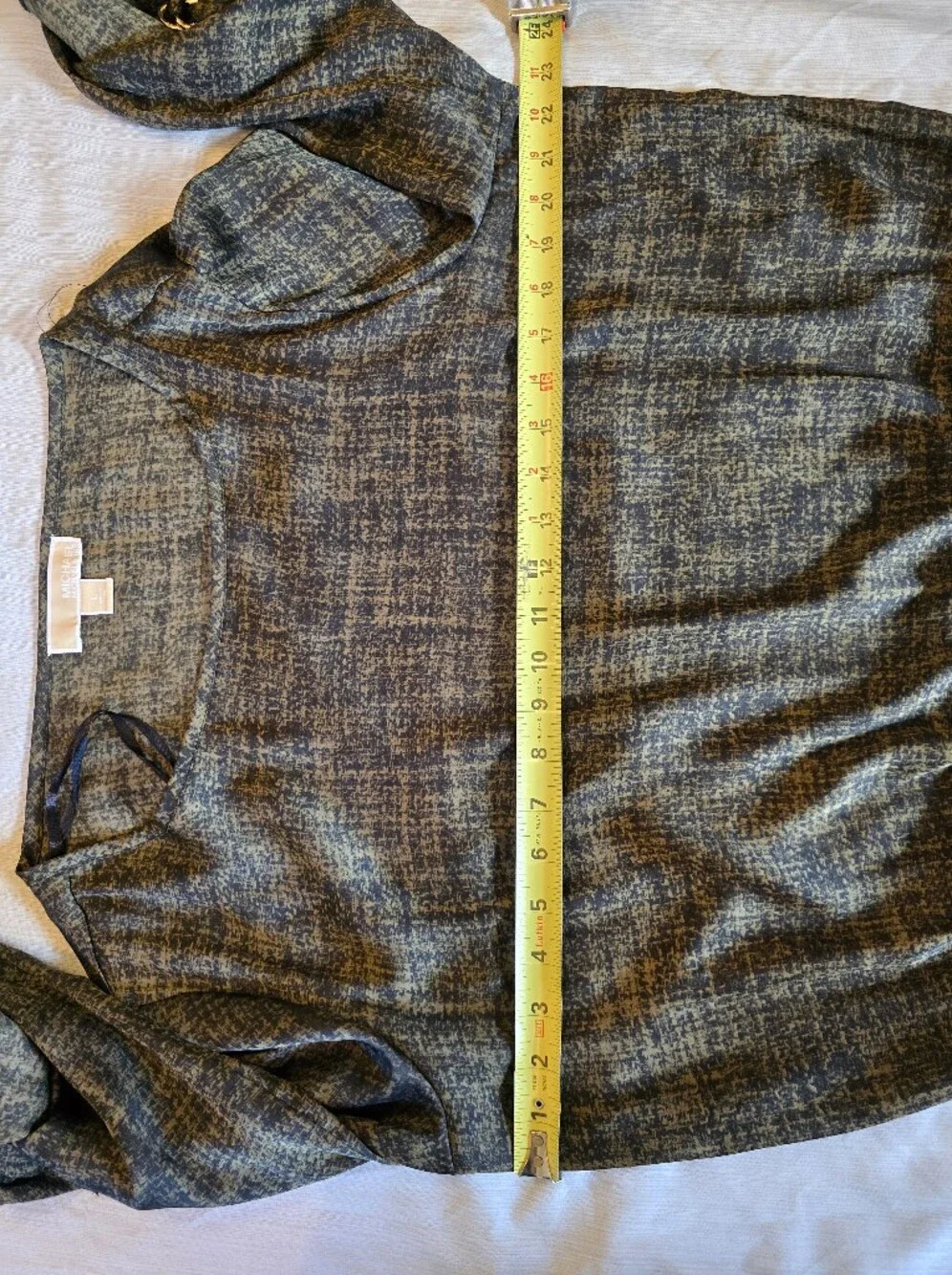 Michael Kors Olive and Black Silky Smocked-Hem Tunic LARGE